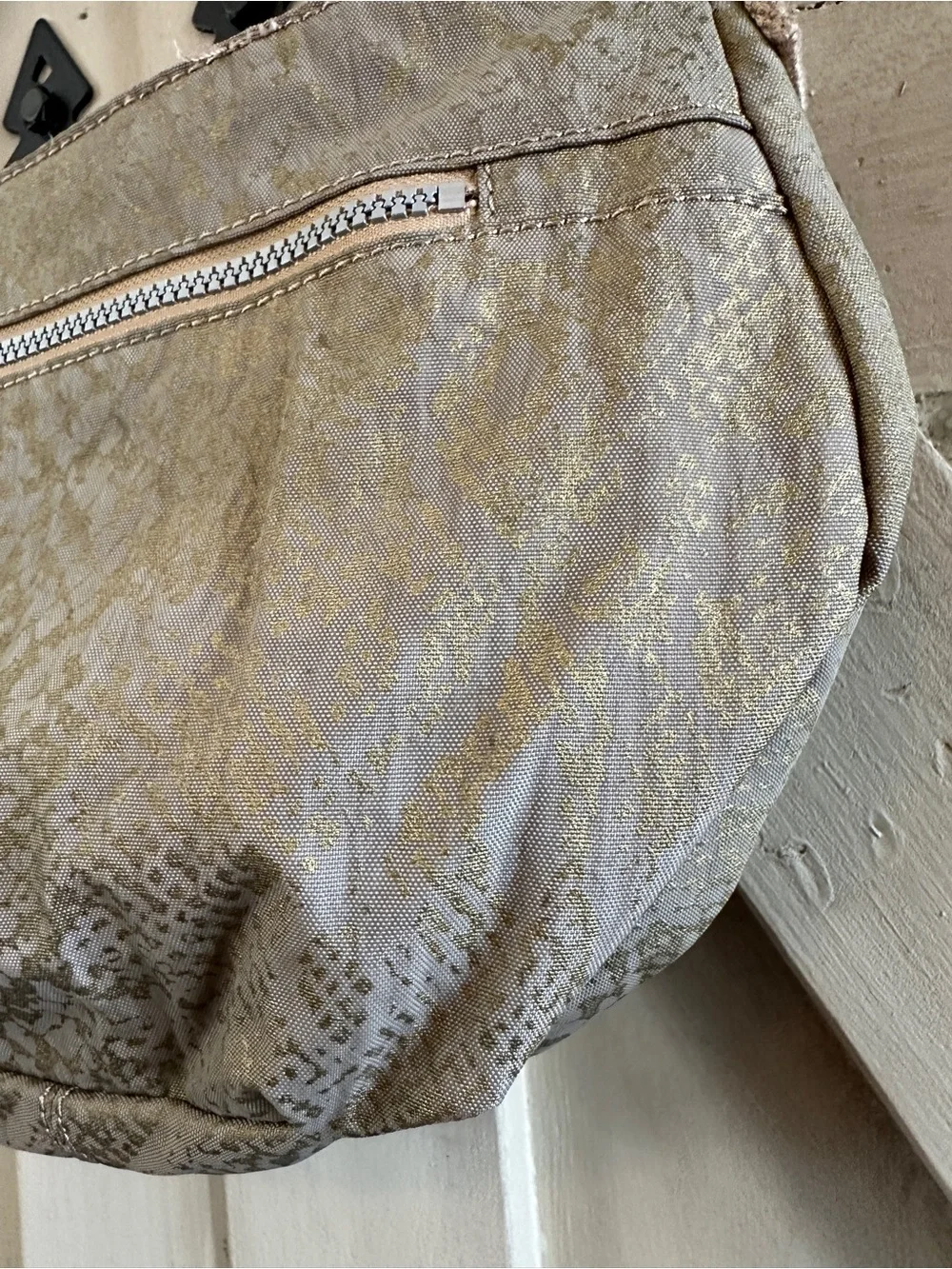 Kipling Syro Shoulder Crossbody Bag Taupe Metallic Gold